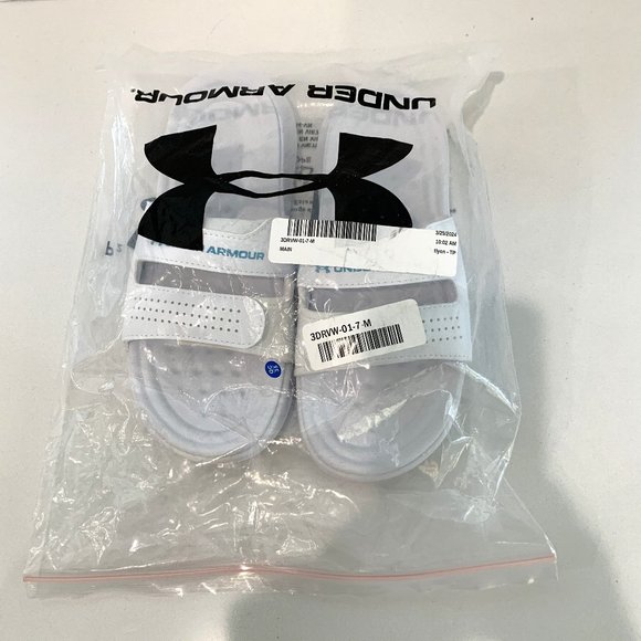 Under Armour Ansa Studio Slides Sandals Slip On Straps Gray Mist Size 7 NEW - Picture 2 of 7